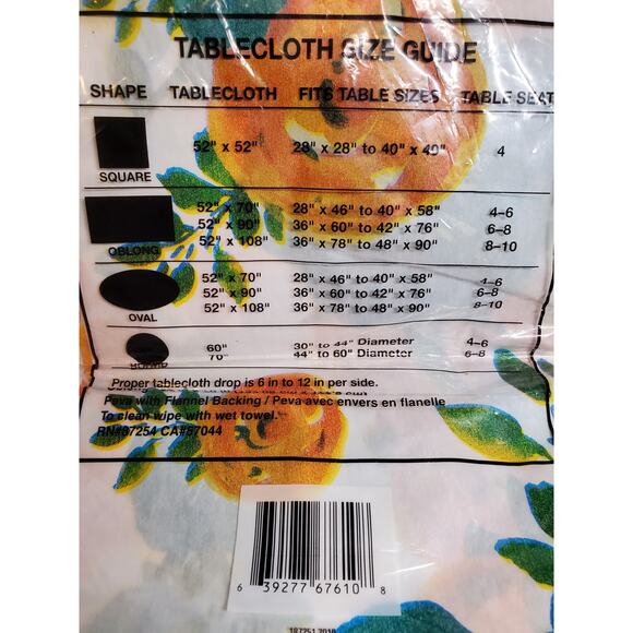 Vinyl Tablecloth - 52x 70in - Oblong Rectangle Shape - Picture 3 of 4